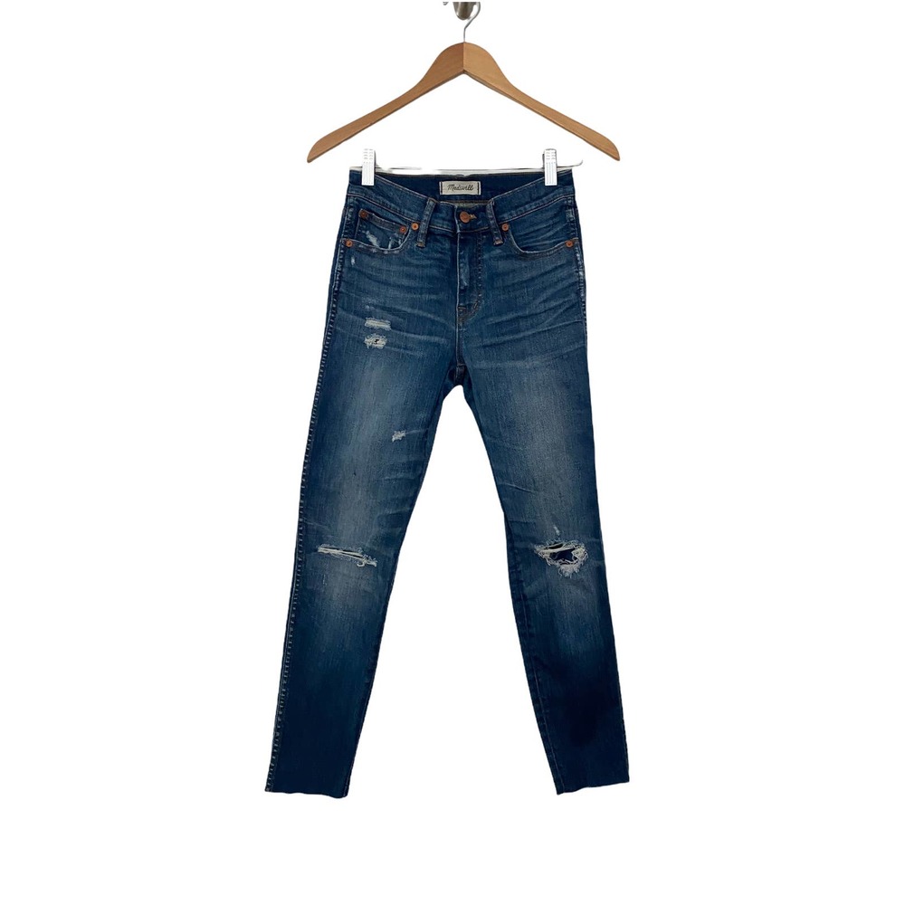 Madewell Womens 9" High Riser Skinny Skinny Jeans Distressed Blue Size 25